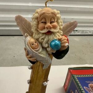 Tall Totem Winged Angel Santa Claus Clause Figurine Statue